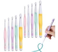 10 Pack Large Crochet Hook Set Ergonomic Long Handled Crochet Hooks 20mm,15mm,12mm,10mm,8mm Big Crochet Hooks Beginners Arthritic Hands for Chunky Yarn Knitting Blankets Carpet Travel