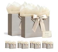 10 Pack Large Gift Bags for Presents,12.6x10x4.3 Inches (Champagne)