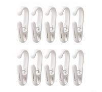 10 Pack Laundry Hooks with Clips - 2-in-1 Towel Hanger for Bathroom Curtain Rods - Rust Resistant PP Plastic Clothes Pins for Socks Boots Kitchen Organization White Pink Brown 8x3cm(White)
