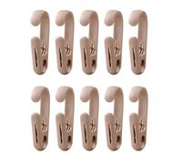 10 Pack Laundry Hooks with Clips - 2-in-1 Towel Hanger for Bathroom Curtain Rods - Rust Resistant PP Plastic Clothes Pins for Socks Boots Kitchen Organization White Pink Brown 8x3cm(Brown)