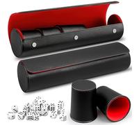 10 Pack Leather Dice Cup Set with 50 Dices and 2 Magnetic Storage Cases, Dices Shaker Cups for Yahtzee, Farkle, Liar's Dice, Board Games, Casino, Party Favors and Family Game Night