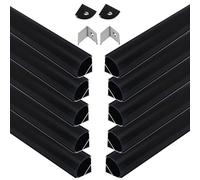 10 Pack Led Aluminum Profile, 1 Meter/3.3ft V Shape LED Aluminum Channel for LED Strip Lights with Diffuser Cover,End Caps, and Metal Mounting Clips, Suitable for Under Cabinet, Shelf(Black Cover)