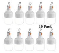 10 Pack Led Camping Light, 30W Led Lights 500 Lumens, Powered By Rechargeable Batteries, White Portable Pendant Lights, 60 110mm