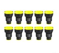 10 Pack LED Indicator Light 30mm AD16-30DS for Electrical Cabinet, AC220V Signal Lamp with Snap-Fit Design, Red Green Yellow Blue White(Yellow)