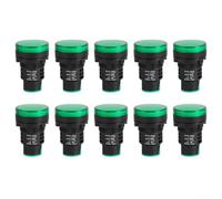 10 Pack LED Indicator Light 30mm AD16-30DS for Electrical Cabinet, AC220V Signal Lamp with Snap-Fit Design, Red Green Yellow Blue White(Green)