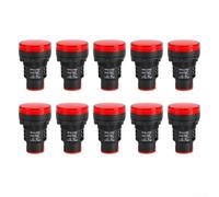 10 Pack LED Indicator Light 30mm AD16-30DS for Electrical Cabinet, AC220V Signal Lamp with Snap-Fit Design, Red Green Yellow Blue White(Red)