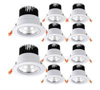10 Pack LED Recessed Ceiling Lights 7W 12W 15W Adjustable Downlights White Aluminum Retrofit Spotlight for Living Room Corridor Aisle 15W 6000K Bright Lighting
