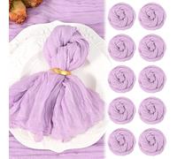 10 Pack Lilac Purple Cheesecloth Napkins 20"x20" Boho Washable Cloth Napkins Set of 10 Wrinkled Cheese Cloth Napkins Gauze Dinner Table Napkin for Wedding Party Baby Shower Birthday Decor