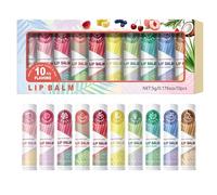 10 Pack Lip Balm Set, Natural Moisturizing Lip Balm Bulk for Dry Cracked Lips, Fruit flavor lip balm with Honey, Hydrating Mini Chapstick Gift Set For Women Girls, Vegan Lip Repair, 10 Flavors