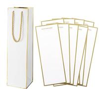 10-Pack Luxury Paper Wine Gift Bags 35x9x9 CM for Single Wine Bottles Tote Carrier Champagne Beer Bottle Bags Pouches for Wedding Festival, Tasting Party Favors, Birthday, Picnic, Christmas Gifts