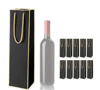 10-Pack Luxury Paper Wine Gift Bags 35x9x9 CM for Single Wine Bottles Tote Carrier Champagne Beer Bottle Bags Pouches for Wedding Festival, Tasting Party Favors, Birthday, Picnic, Christmas Gifts