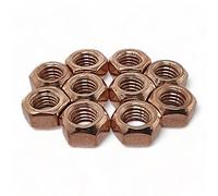 (10 Pack, M10 x 1.5) Copper Flashed Brass Exhaust Manifold Nuts - Metric High Temp Inlet M8 M10 & UNF UNC