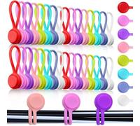 10-Pack Magnetic Cable Ties - Silicone Cable Ties Snap-On Cord Organizers for Cables, Bookmark, Whiteboard & Fridge - Strong, Flexible Magnetic Ties Bundling Clips