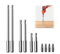 10 Pack Magnetic Extension Bit Holder Set 60mm 100mm 150mm Hex Shank Drill Bit Professional 1/4“ Impact Electric Drill Screwdrivers S2 Steel Magnetic Drilling Bits with 4*PZ2 Screwdriver Bits