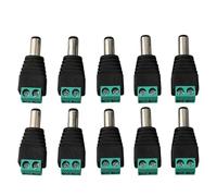 10 Pack Male DC Power Connector 5.5x2.1mm Screw Terminal Adapter No Soldering Required for LED Strip CCTV Camera Power Supply 12V 24V Black