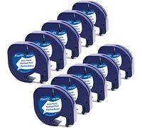 10-Pack MarkField Replacement for Dymo Letratag Plastic White Tape | 91201 S0721610 Compatible for Dymo Letratag LT-100H LT-100T LT-110T QX50 XR XM 200B Plus, 12mm x 4m