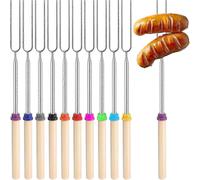 10 Pack Marshmallow Toasting Forks - 32" Extendable Smores Skewers Roasting Smores Sticks for Fire Pit, Bbq, And Camping