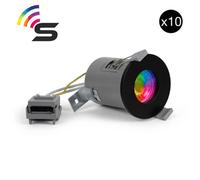 10 Pack - Matt Black Gu10 Fire Rated Smart Led Downlight - Ip65 - Se Home