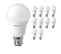 10 PACK MEGAMAN LED 9.5W DAY LIGHT BC B22 GLS NONE DIMMABLE LAMP 6500K - 810 LUMEN 15000 HOURS LIFE - 10 PACK 143376