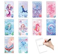 10 Pack Mermaid Mini Notebook, A7 Small Notebooks Pocket Size 3.94×2.36 Inch Colorful Ocean Spiral Mini Notepads, Cute Stationary Supplies for School Office Travel, Party Bag Fillers & Daily Use