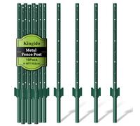 10 Pack Metal Fence Post, 183cm/6ft Heavy Duty Green U Post for Wire Fence | No Dig Garden Fence Stakes for Temporary Fencing, Electric Fence Wire, Corner Anchor and Yard