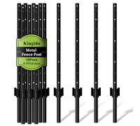 10 Pack Metal Fence Post, 213cm/7ft Heavy Duty Black U Post for Wire Fence | No Dig Garden Fence Stakes for Temporary Fencing, Electric Fence Wire, Corner Anchor and Yard