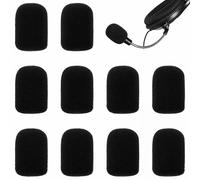 10 Pack Microphone Covers Foam, Lapel Headset Microphone Windscreen Sponge Foam Mini Cover for Noise Reduction, Dust and Saliva Protection, Compatible with Various Headset Microphones (Black)