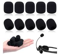 10 Pack Mini Lavalier Microphone Windscreen - High Density Foam Mic Cover for Headset & Lapel Mics Noise Reduction Wind Protection Small Size Universal Fit (Black) Improves Recording Quality