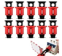 10 Pack Miniature Circuit Breaker Lockout MCB Lock Off Kit for Electrician Safety, Tool-Free Push Button Installation for Power Isolation, Fits Standard 2-Hole Breakers with Spacing >13mm