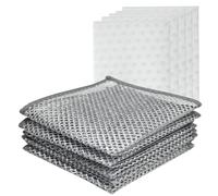 10 Pack Multipurpose Non-Scratch Scrubbing Wire Dishwashing Rags for Wet and Dry | Steel Wire Dish Towel | Melamine Cleaning Pads (8X Compressed) | Steel Wool Scrubbers | Resuable | 5 each