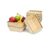 10 Pack Natural Bamboo Gift Baskets,7.5" Square Woven Fruit Basket Small Wicker Bread & Chip Basket,for Restaurant,Party