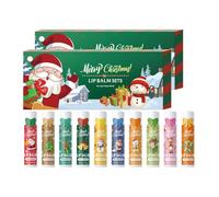 10 pack Natural Fruit Lip Balm, Christmas Lip Balm Multipack, Chapped Cracked Dry Lip Repair, Deep Hydrating Lip Moisturizing Brightens Lip Color (2)