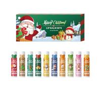 10 pack Natural Fruit Lip Balm, Christmas Lip Balm Multipack, Chapped Cracked Dry Lip Repair, Deep Hydrating Lip Moisturizing Brightens Lip Color (1)