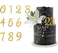 10 Pack Number Cake Topper - Gold Mirrored Acrylic Cake Topper Numbers 0-9 - Reusable DIY Picks for Happy Birthday Acrylic Cake Decorating - Cupcake Toppers - Wedding - Baby Shower - Birthday