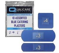 10 Pack of 10 Assorted QUALICARE Premium Ultra Thin Blue Catering First AID KIT Wound Cut PLASTERS DRESSINGS