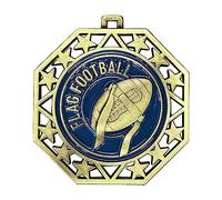 10 Pack of Flag Football Gold Medals Trophy Award with Neck Ribbons EMDC214FFB