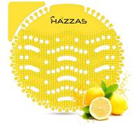 10 Pack of Hazzas Lemon Scented Urinal Mats - Ultimate Urine Smell Remover with Urinal Screen Protection, Deodorizer & Splash Resistant Scented Urinal Screen Mats