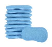 10 Pack of Micro-Pro Duo Action Antibacterial Cleaning Pads Microfibre Cloths Sponge Scourers Dusters For Home Kitchen Bathroom Shower Bath Scrubbing Dusting Wiping Polishing Washing Up Dishes - Blue