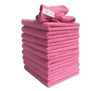 10 Pack of Pink Lint Free Microfibre Exel Super Magic Cleaning Cloths For Polishing, Washing, Waxing And Dusting.