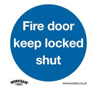 10 Pack Of Rigid Plastic Fire Door Keep Locked Safety Signs - 80mm X 80mm