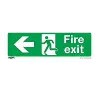 10 Pack Of Rigid Plastic Fire Exit Left Signs - 300 X 100mm Safety Warning