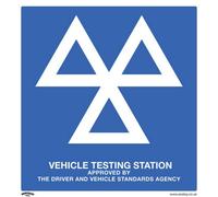 10 Pack Of Rigid Plastic Mot Testing Station Safety Signs - 600 X 625mm Warning Plates