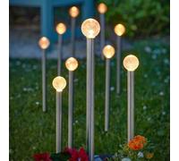 10 Pack of White Crackle Glass Orb Solar Stake Lights 33cm Marco Paul White One Size