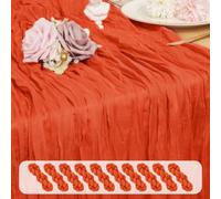 10 Pack Orange Cheesecloth Table Runner, 45 x 275 cm Orange Boho Rustic Gauze Cheese Cloth Table Runner Romantic Sheer Fabric Cheese Cloth Table Runner for Wedding Party Garden Farmhouse