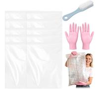 10 Pack Oven Rack Cleaning Bags and Solution Compatible, Heavy Duty Extra Large Leak-Proof No-Scrub Reusable Grill Cleaner for BBQ Grates or Trays (27.6 * 19.7in)