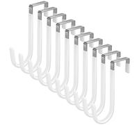 10 Pack Over The Door Hook, Door Hooks, White Rubber Surface Prevent Scratch Door Hanger Hooks for Bathroom, Living Room, Kitchen, Hanging Clothes, Towels, Bags