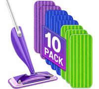 (10 Pack) Papclean Flash Power Mop Refill Pads - Reusable Microfiber Mop Head for Flash Powermop & 25-30cm Spray Mops | Washable, Eco-Friendly, Pet Hair & Sticky Mess Cleaning for All Floors
