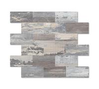 10-Pack Peel and Stick Tile Backsplash 11.3"X11.5" PVC Wall Tiles, Stick on Backsplash for Kitchen, Bathroom Tile, Fireplace Décor, Laundry Table, Stair Decals in Light Rustic