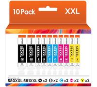 10-Pack PGI-580XXL CLI-581XXL Ink Cartridges Compatible for Canon 580 581 Ink Cartridges for Pixma TR8550 TS6150 TS6151 TS6250 TS6251 TS6350 TS6351 TS705 TR7550 TS8150