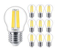 10 Pack - Philips Classic LED Clear Filament Golf Ball P45 Dimmable Lamp 3.4W (40W) E27 ES Large Edison Screw 2700k Warm White | 470 Lumen | 15000 Hours | Car Air Freshener Included | High 90+ CRI